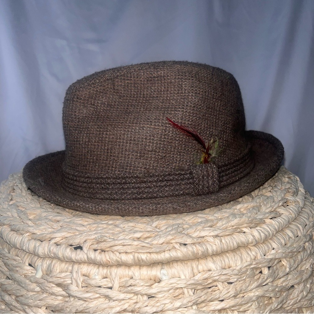 Vintage Stevens Brown Wool Blend Fedora w/ Feather Accent | Classic Retro Hat